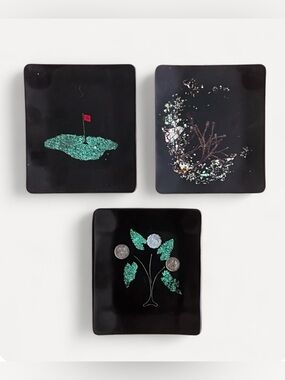 Set of 3 Vintage MCM Couroc of Monterey small phenolic resin serving trays